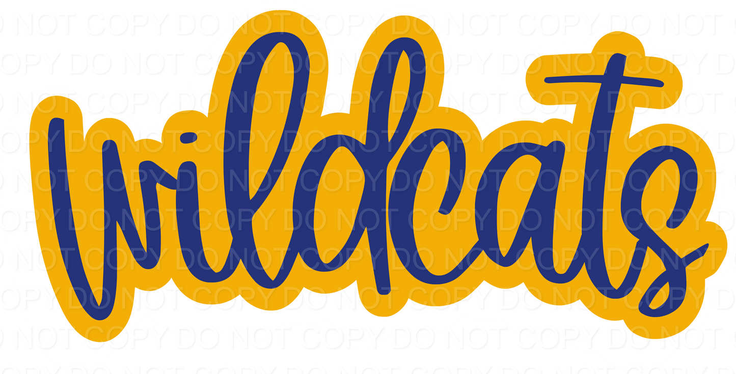 Wildcats Script Outline Blue/Yellow (Direct To Film)