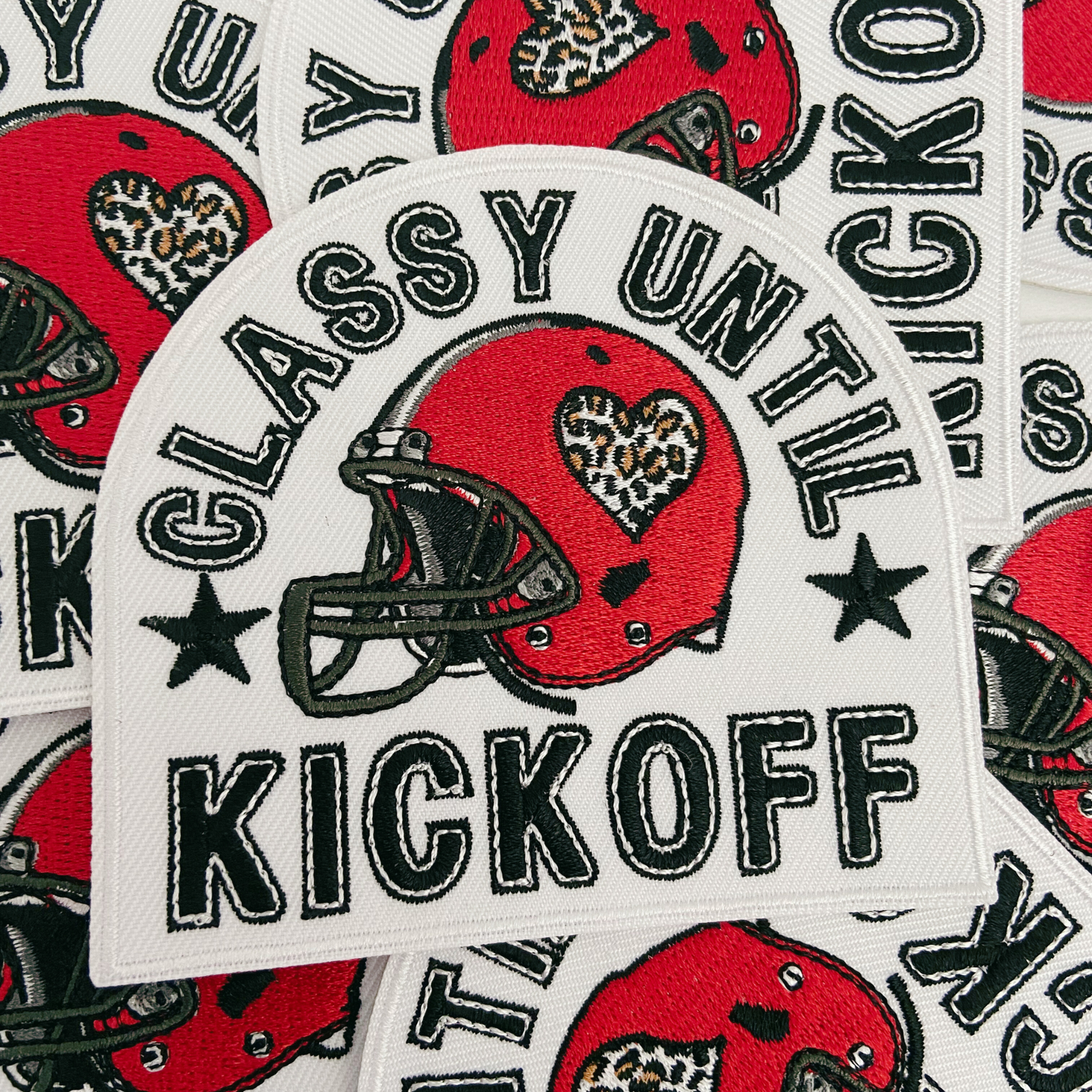 3.5" Classy Until Kickoff - Embroidered Hat Patch (3.5"w X 3.25"h)