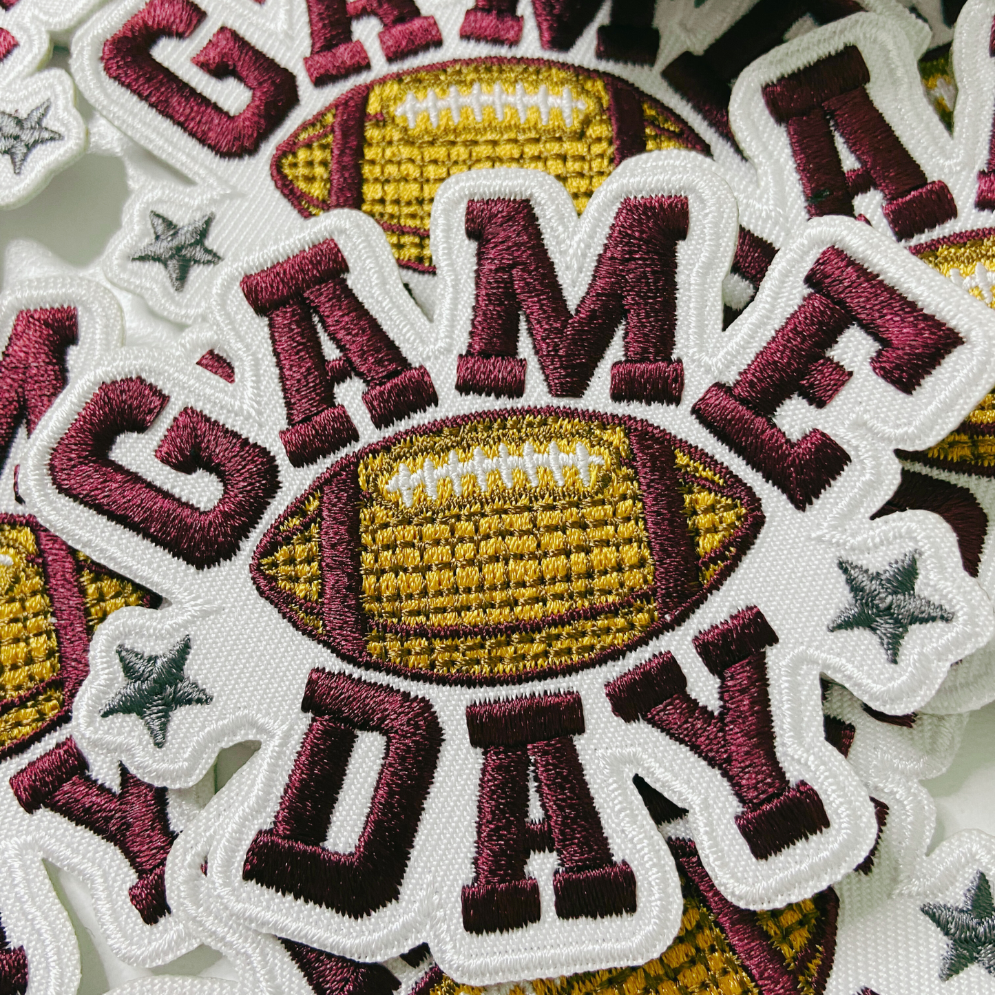 3" GAME DAY In Maroon - Embroidered Hat Patch