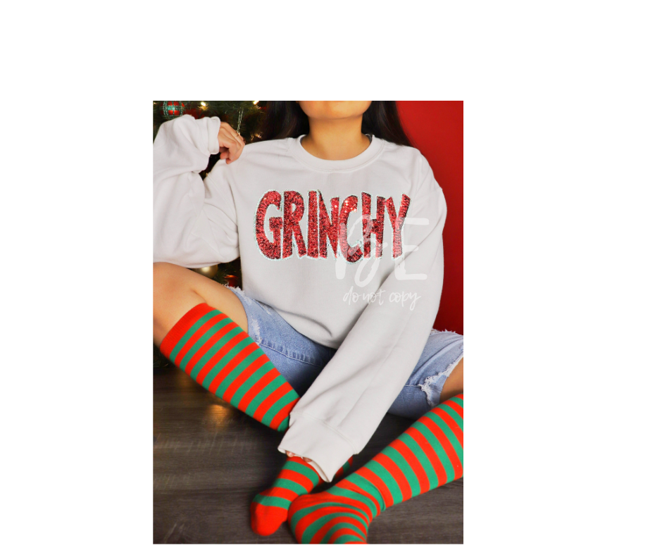 Grinchy Sequins Christmas Patch- Red