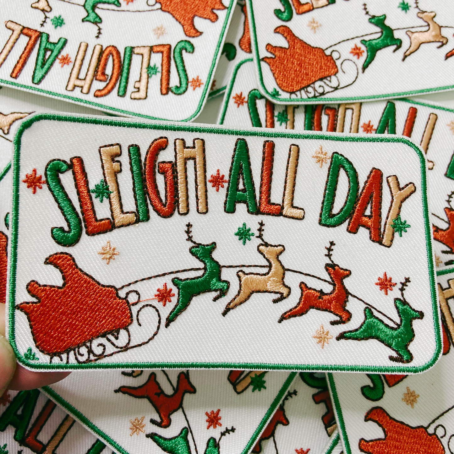 4" Sleigh All Day - Embroidered Hat Patch