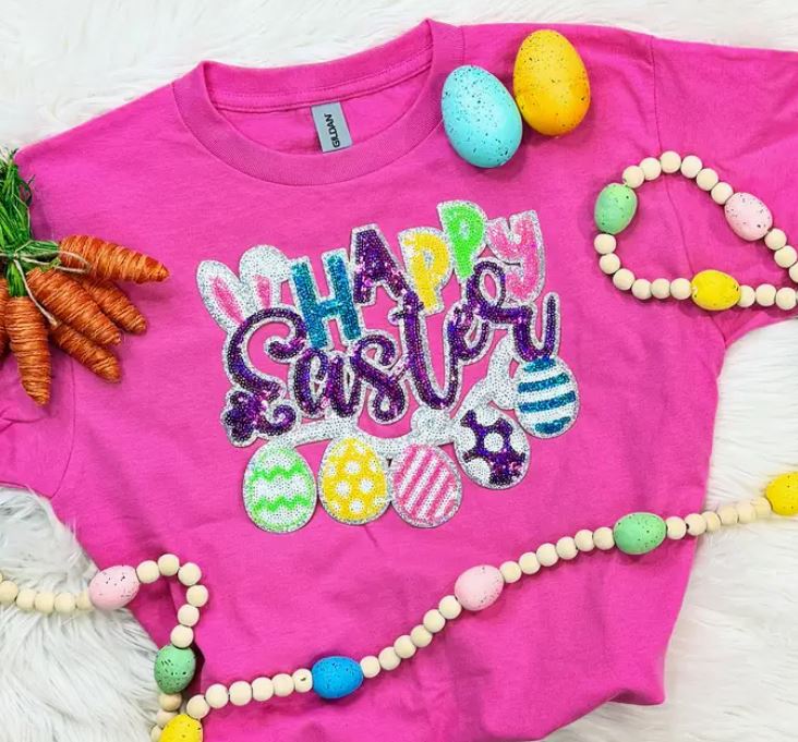 Sequin Happy Easter Youth Patch