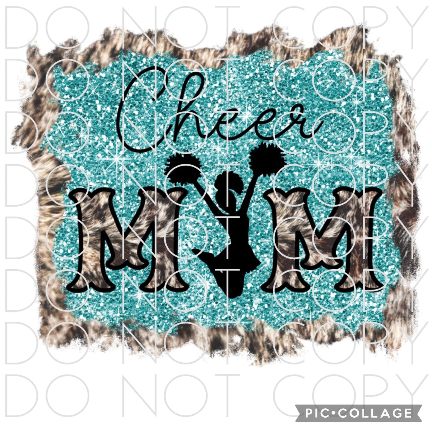 Cheer mom with aqua glitter