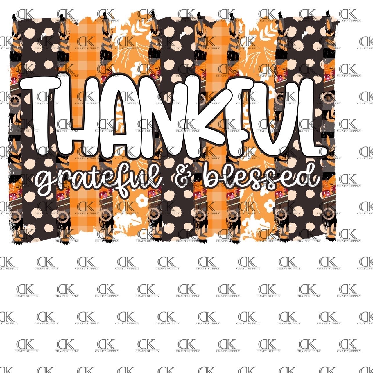 Thankful Grateful and Blessed Brushstrokes Full Color (Adult)