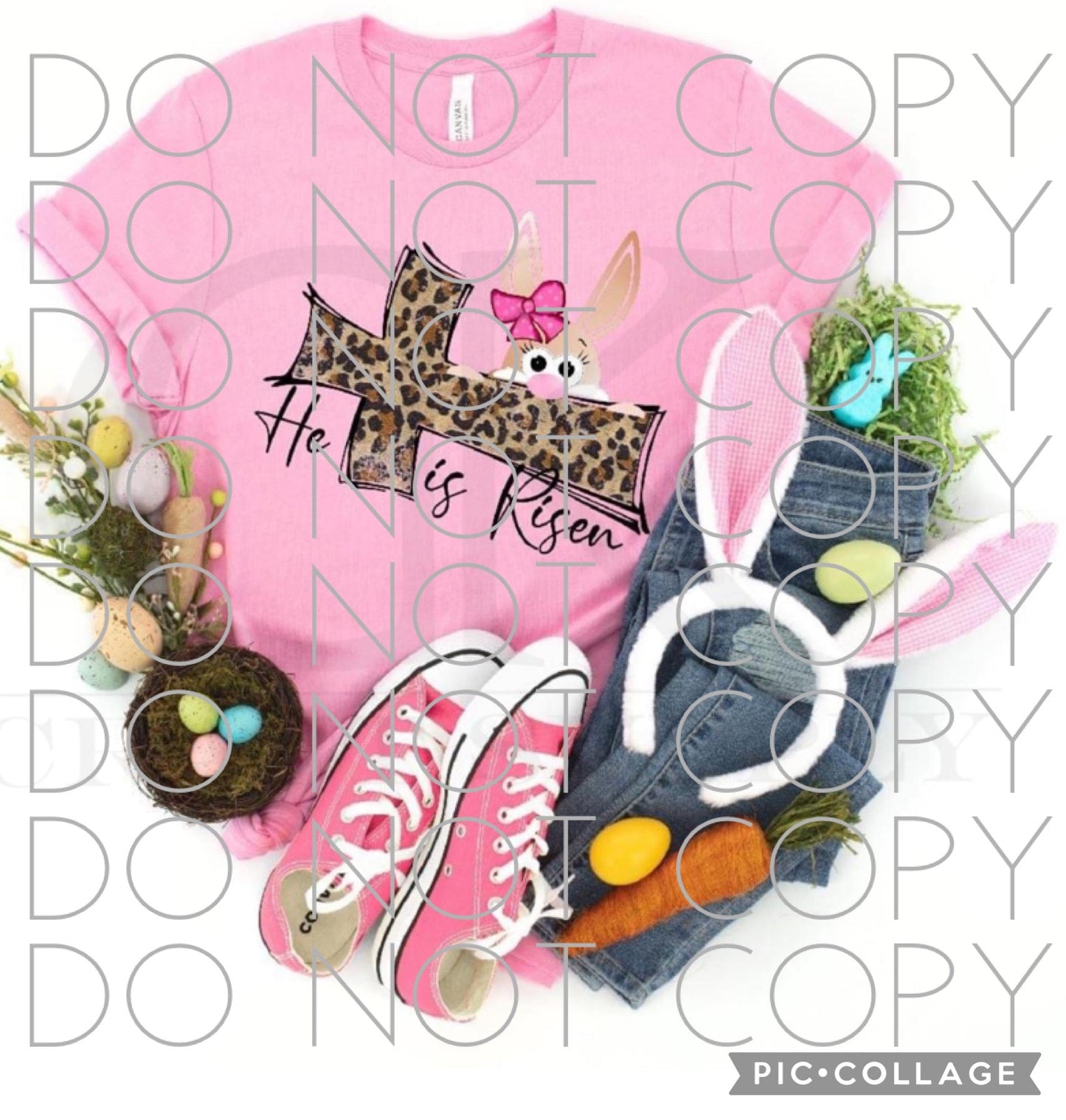 He is Risen with Cross and Bunny Full Color (Adult)