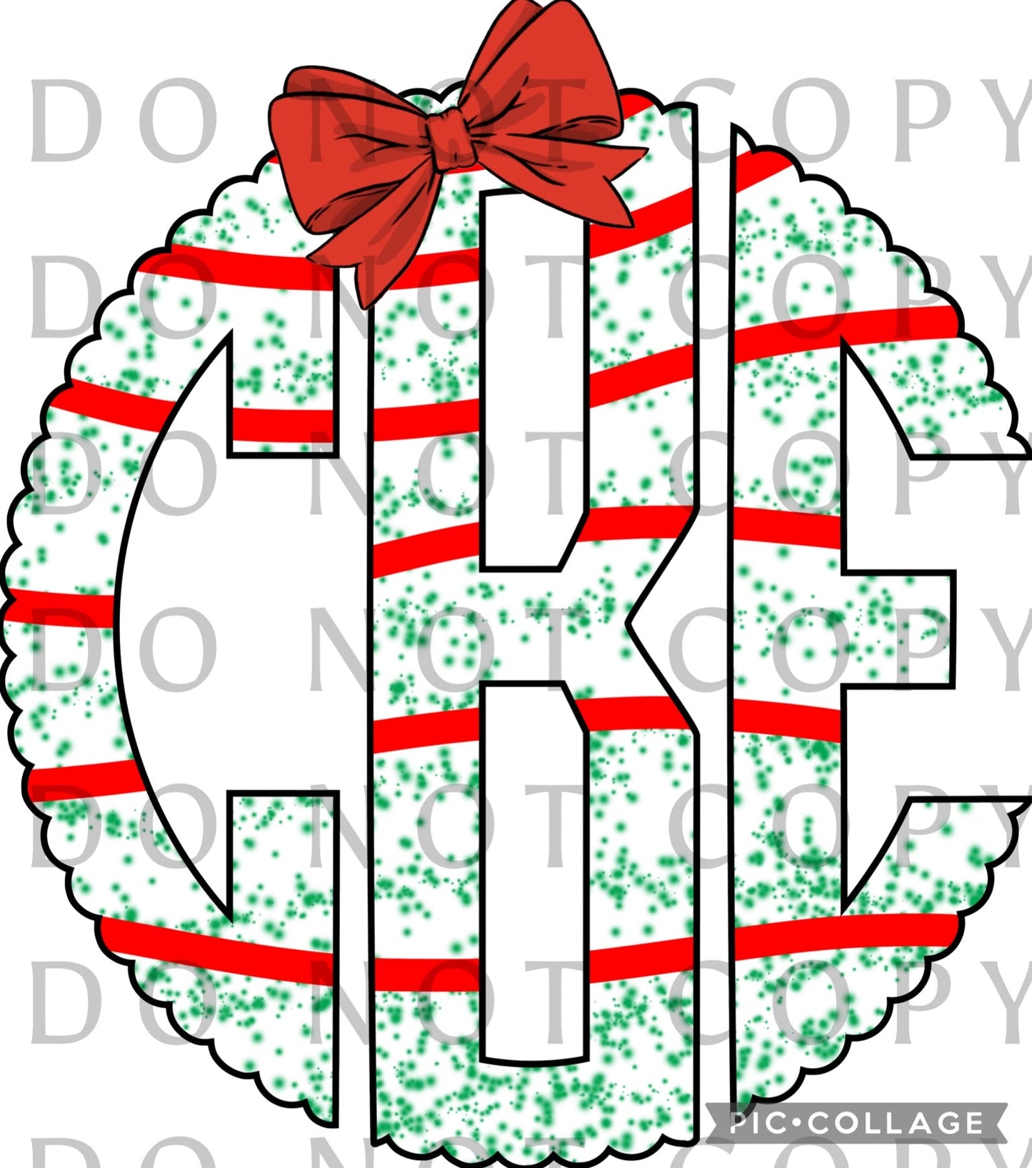 Christmas Snack with bow Monogram (Direct To Film)