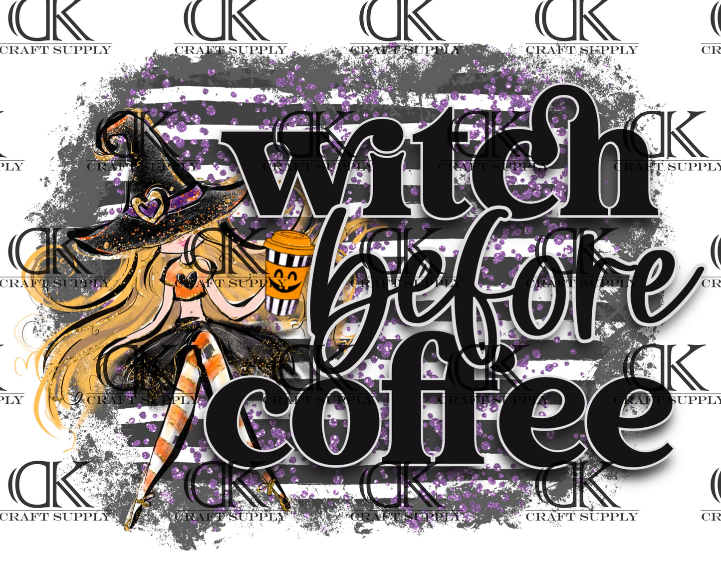 Witch Before Coffee with Background (Sublimation)