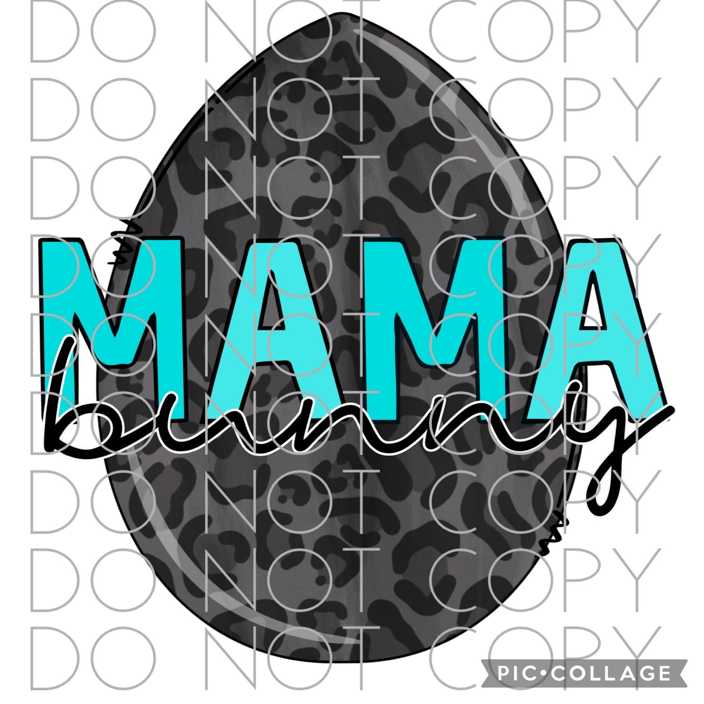 Mama Bunny Teal colored with Leopard Egg (Direct To Film)