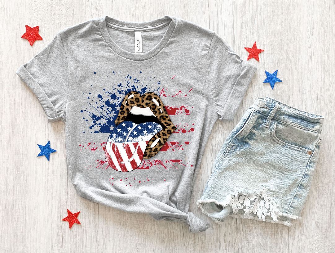 Patriotic Leopard Lips Full Color (Adult)