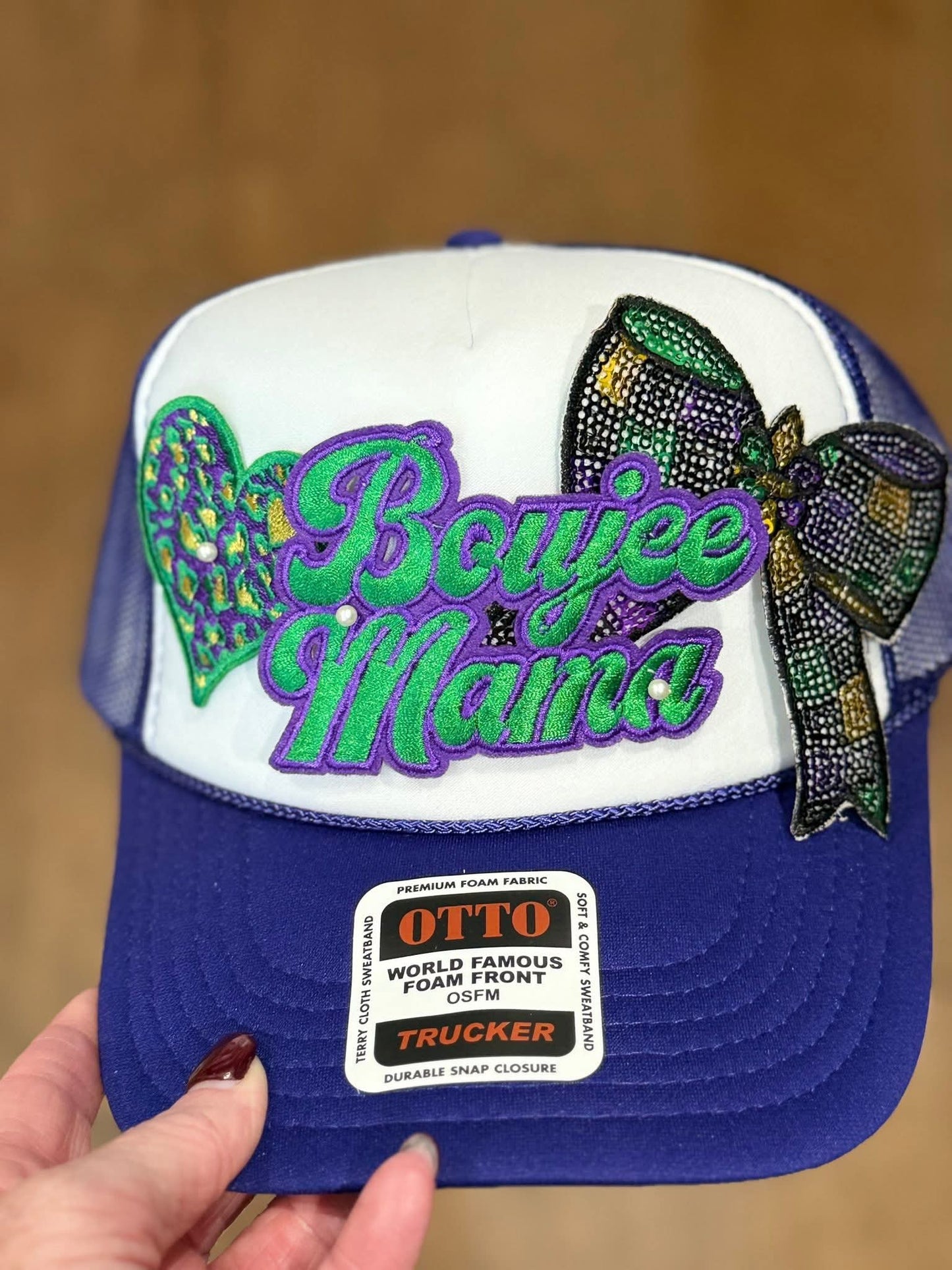 Mardi Gras Checkered Bow OSC Sequin Patch