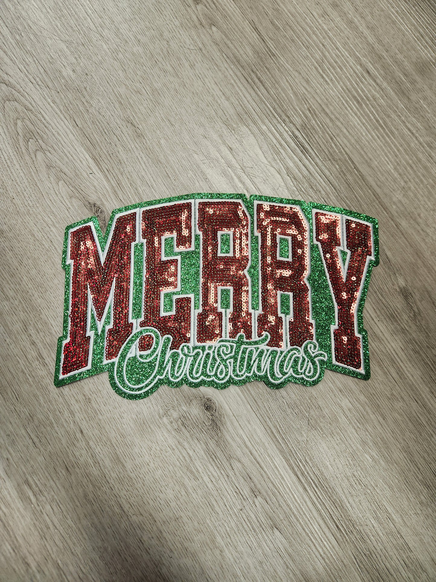 Merry Christmas Red & Green- SEQUIN Patch