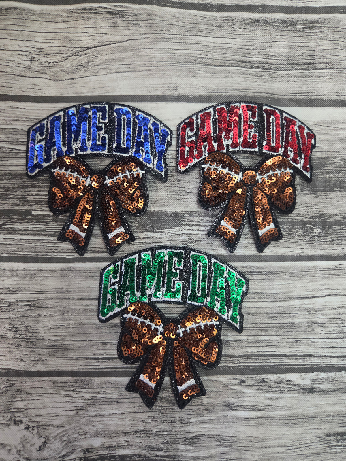 Game Day with Football Bow Sequin Patch