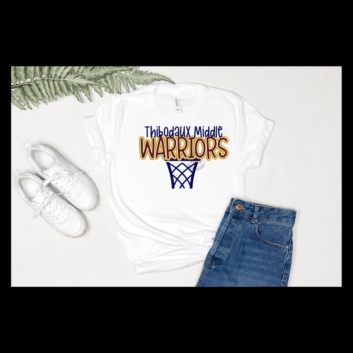 Thibodaux Middle Warriors Basketball Hoop Transfer