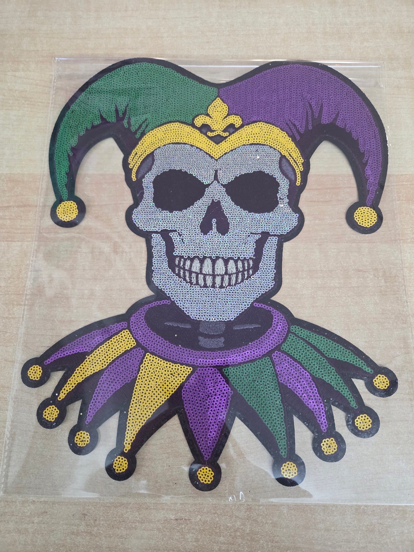 Sequin Skull Mardi Gras Patch