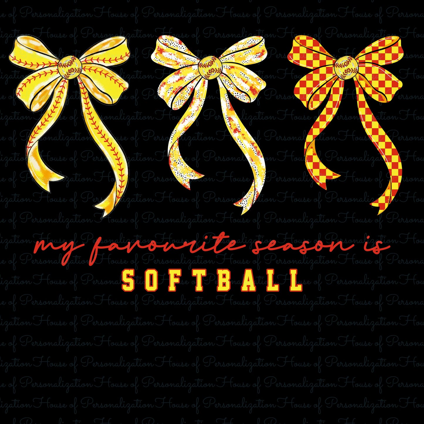 Bows My Favorite Season is Softball DTF Transfer