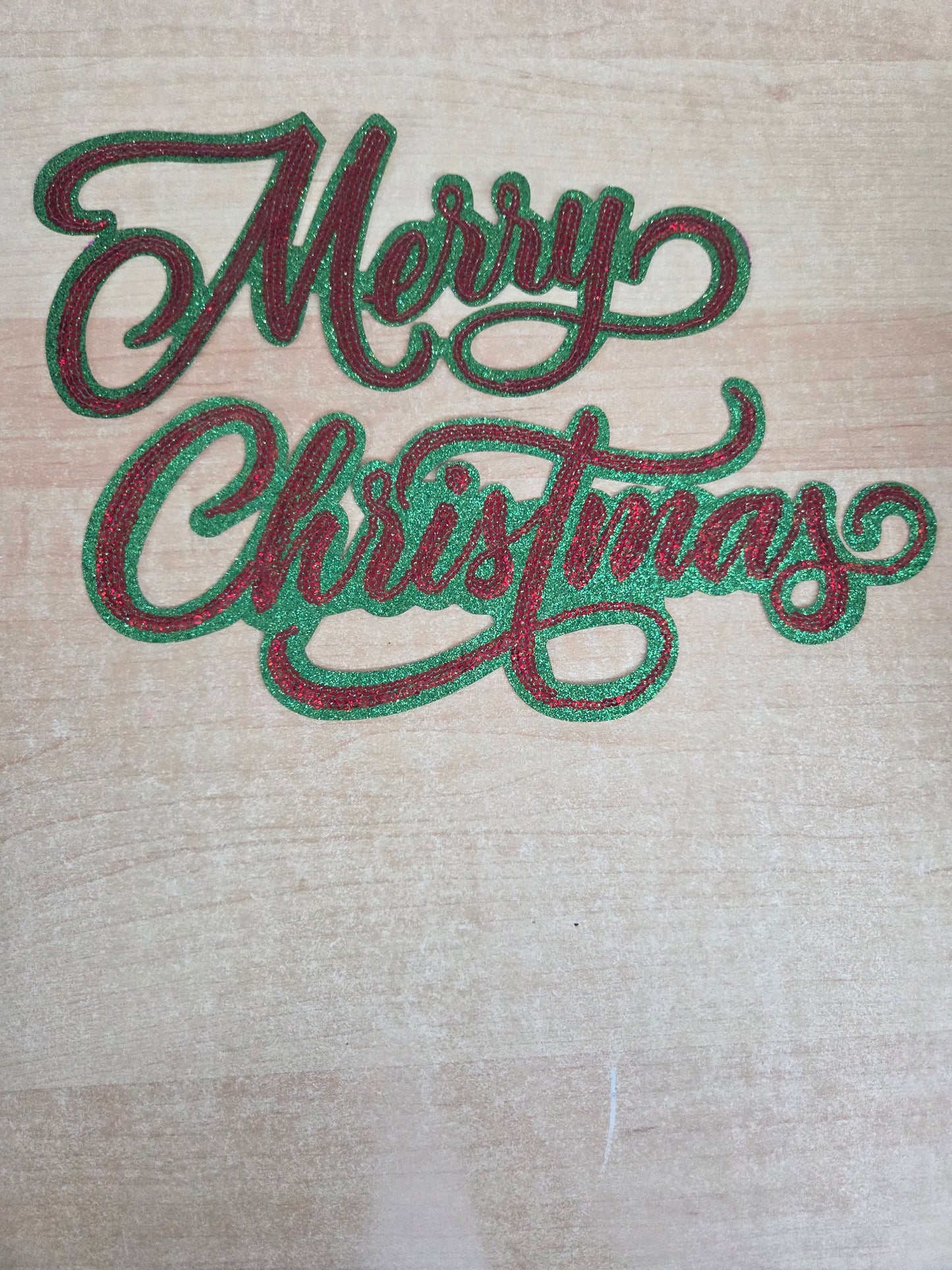 Merry Christmas Green and Red SEQUIN Patch