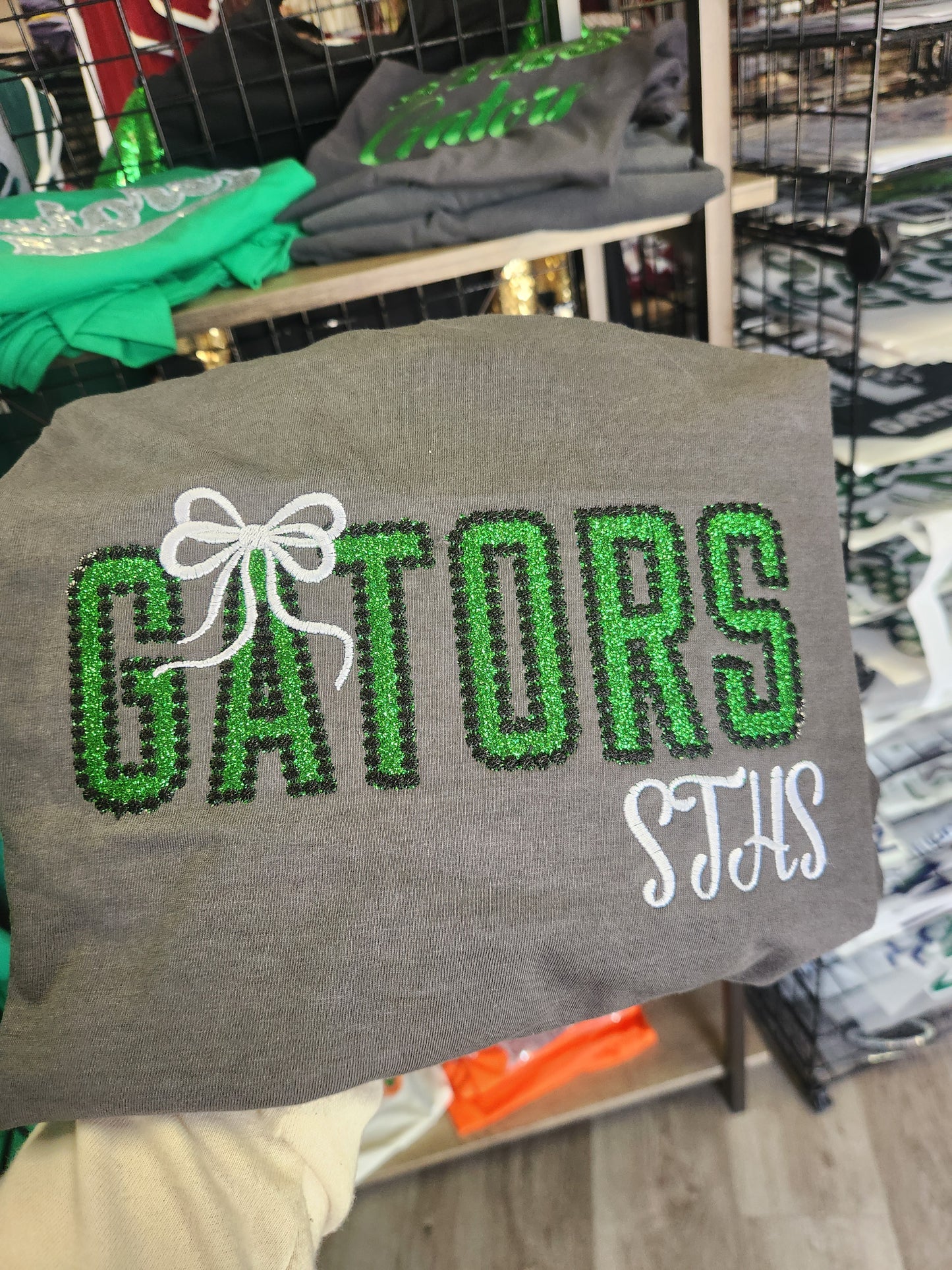 Gators- Bubble Stitched Mascot Bow Shirt