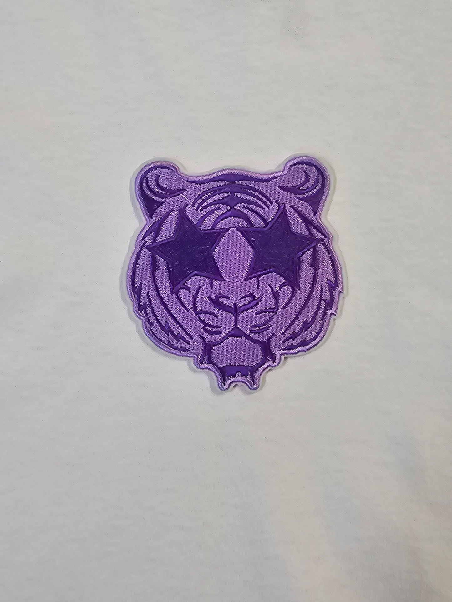 Purple Tiger Embroidered Hat Patch 3"