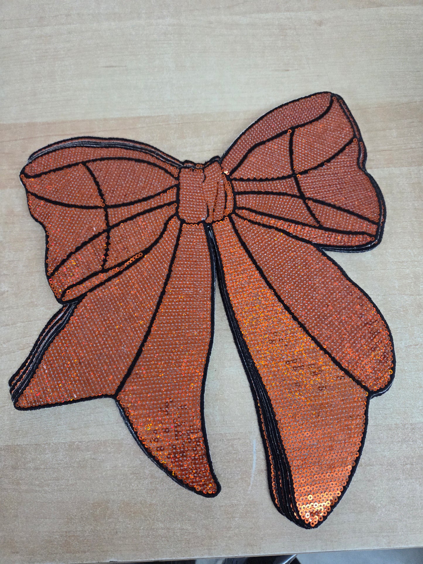 Sequin Basketball Bow Patch w/ black trim