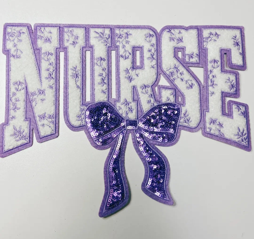 Nurse W/Sequin Bow Chenille Patch