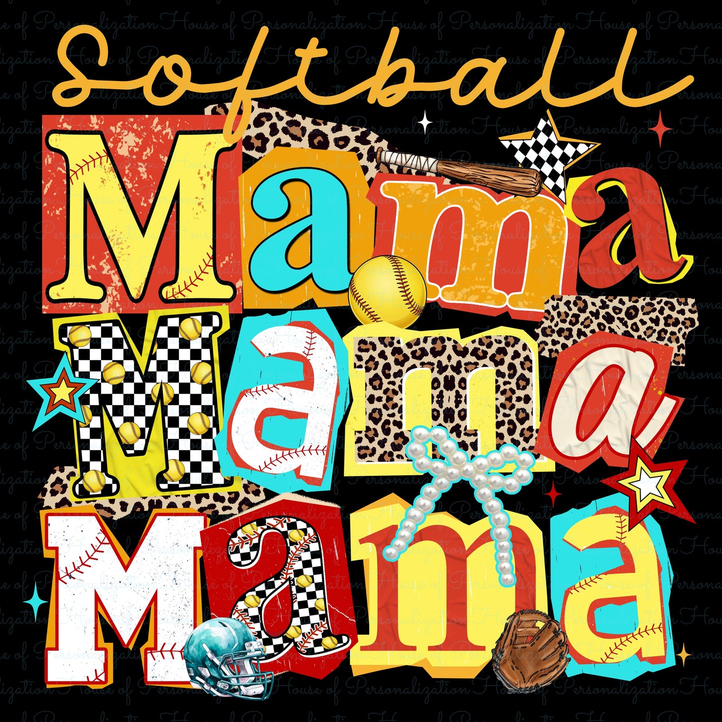 Softball Mama Mama Mama DTF Transfer
