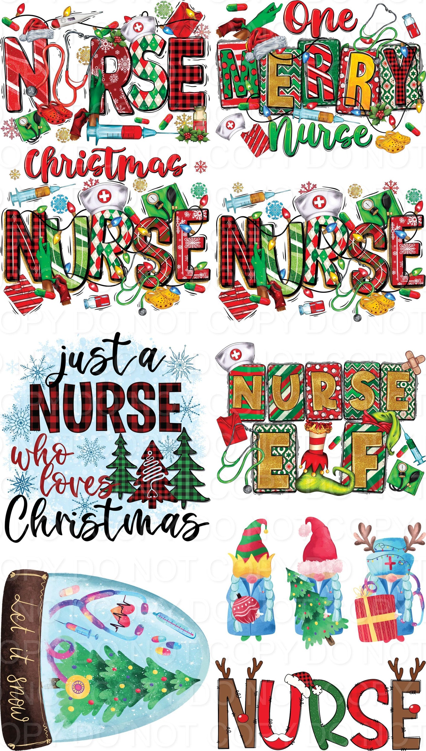 Nurse Christmas Sampler DTF Gang Sheet 40”