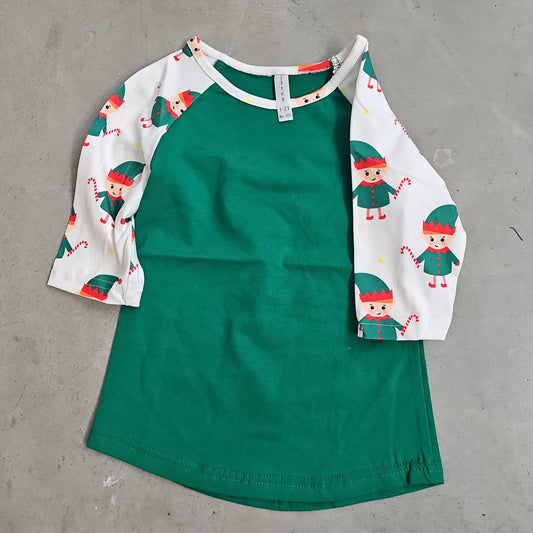 Christmas Top Green Belly W/Elf Sleeve