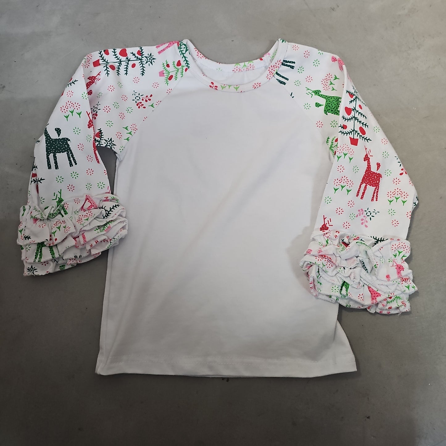 Christmas Reindeer Ruffle Raglan