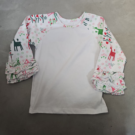 Christmas Reindeer Ruffle Raglan