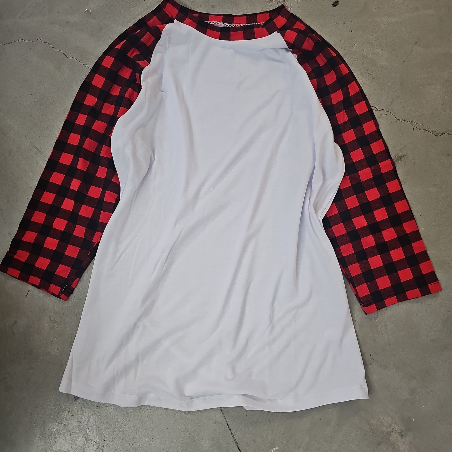 Buffalo Plaid Raglan White Belly W/Red and Black Sleeve (poly) 2020