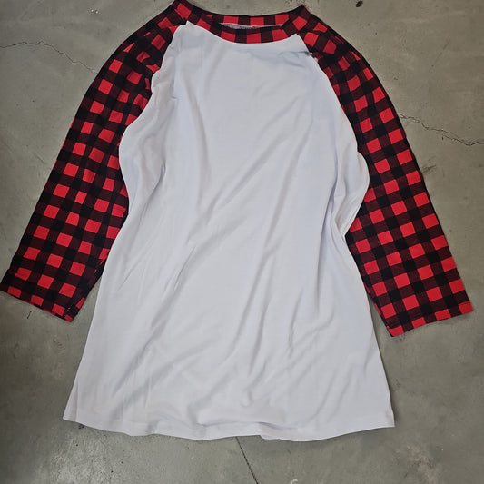 Buffalo Plaid Raglan White Belly W/Red and Black Sleeve (poly) 2020