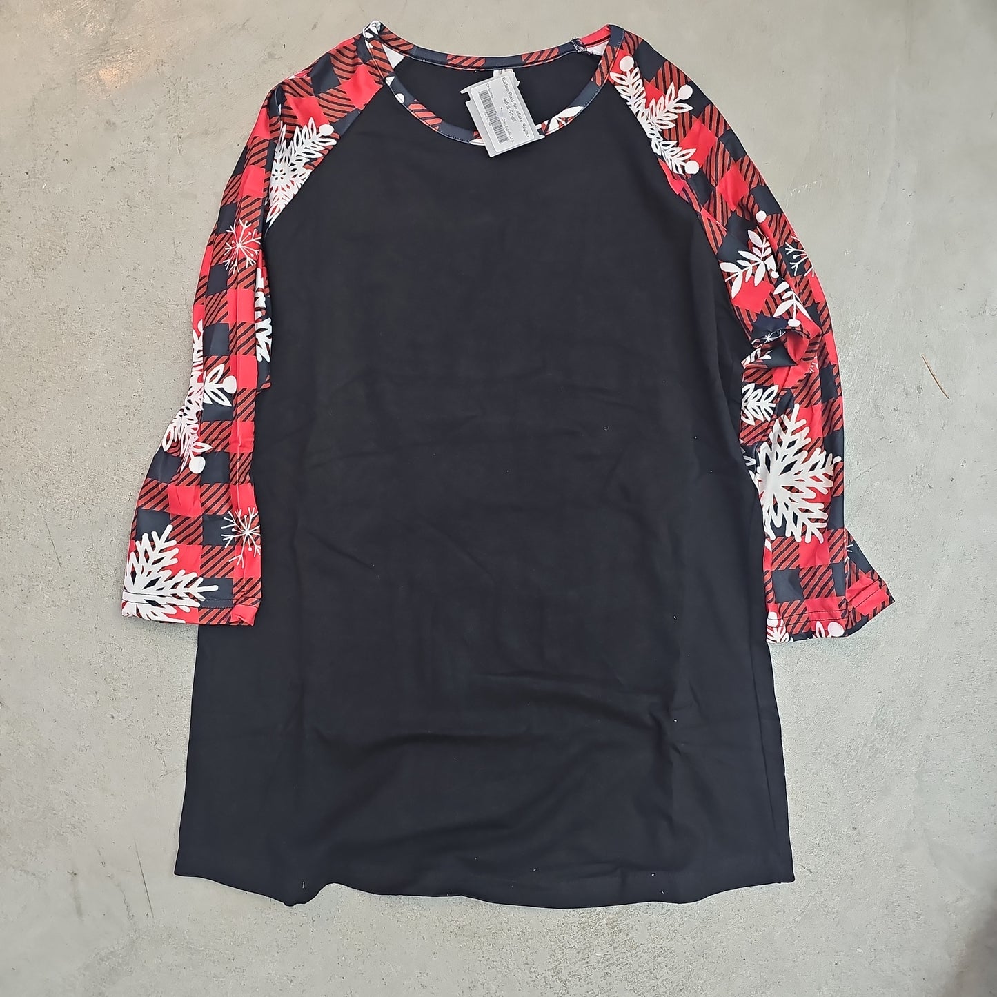 Buffalo Plaid Snowflake Sleeve Raglan