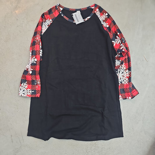 Buffalo Plaid Snowflake Sleeve Raglan