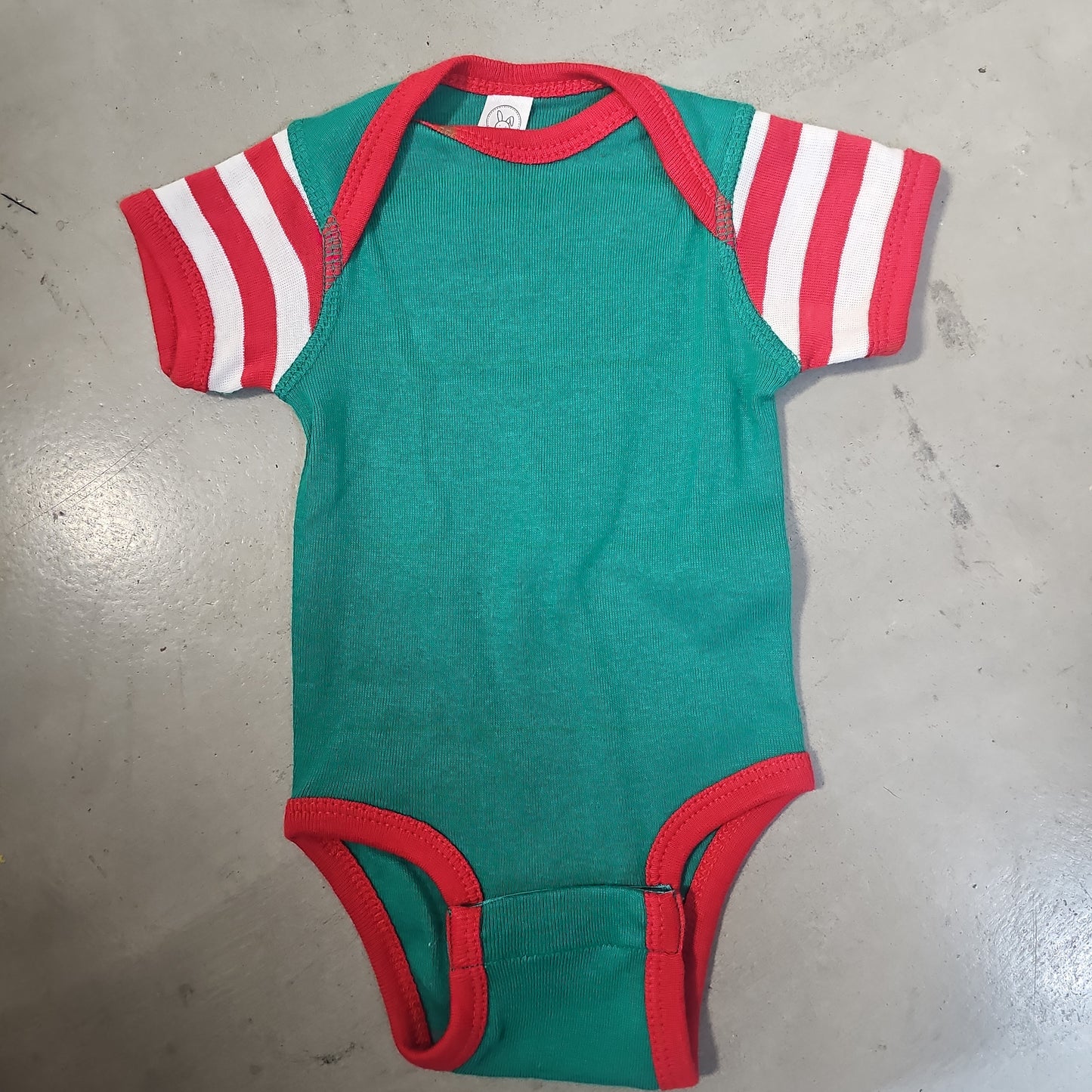 Kelly-Red-White Stripe Short Sleeve Bodysuit (Rabbit Skins)
