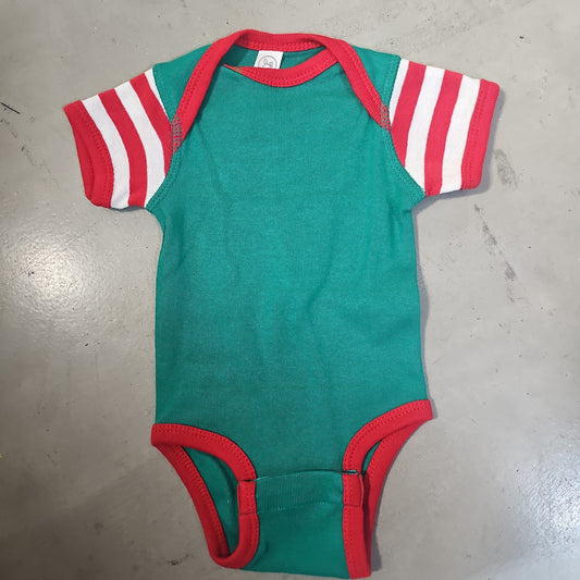 Kelly-Red-White Stripe Short Sleeve Bodysuit (Rabbit Skins)