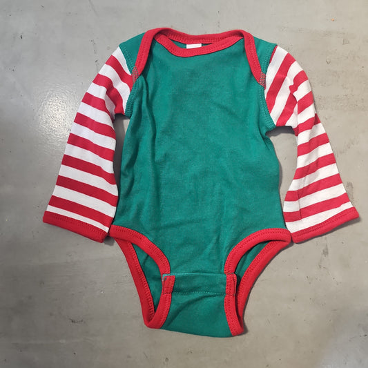 Kelly-Red-White Stripe Long Sleeve Bodysuit (Rabbit Skins)