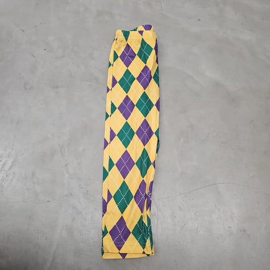 Mardi Gras Yellow Harlequin Diamond Capri Leggings