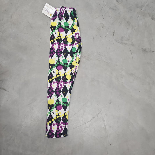 Mardi Gras Diamond Dot Leggings