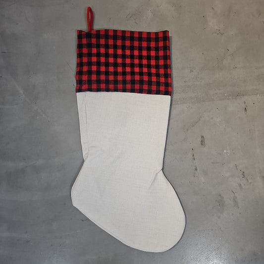 Sublimation Christmas Stockings Burlap (Top Buffalo Plaid)