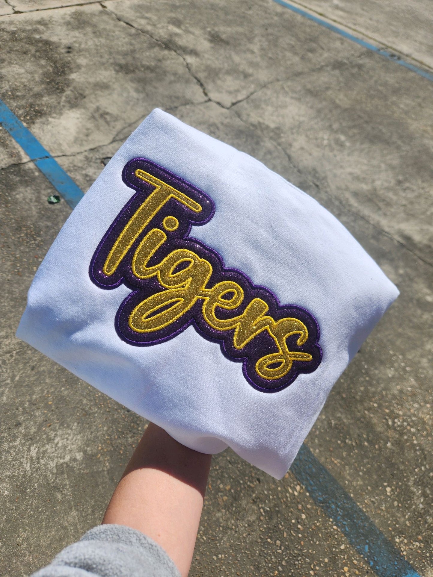 Custom Embroidered Sweatshirt Double Layered Glitter Script