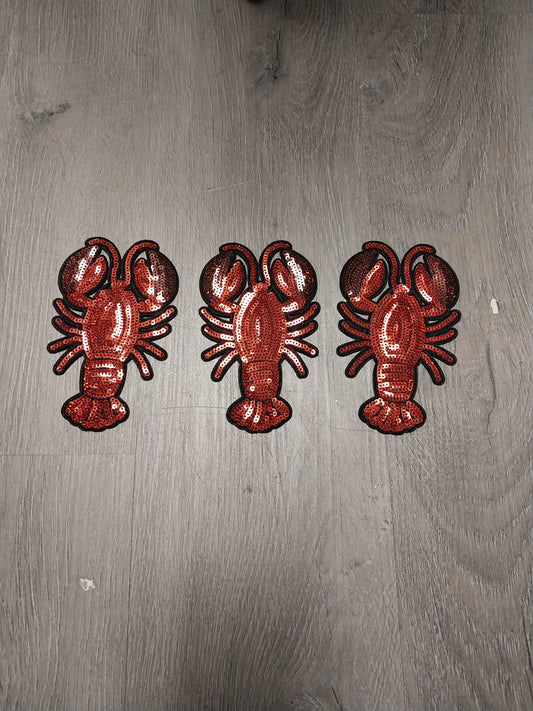 Crawfish set of 3 Sequin Patchs