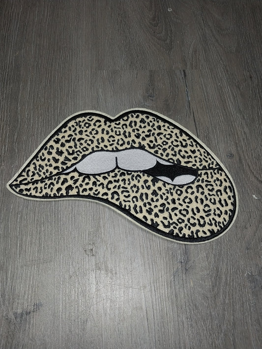 Chenille Cheetah Lips  Patch