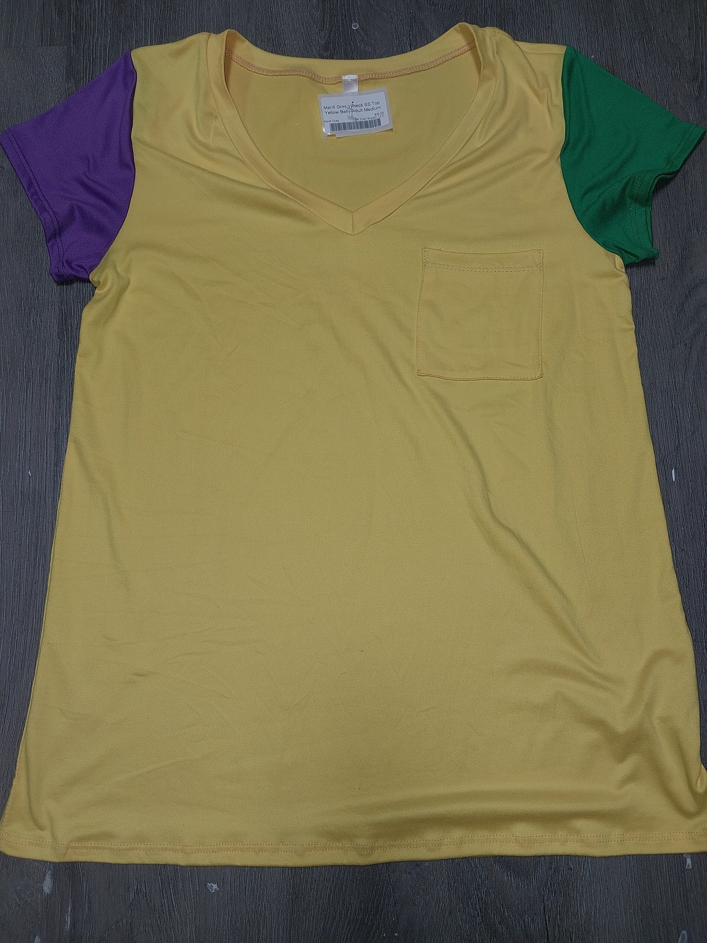 Mardi Gras V-Neck Short Sleeve Top Tri-Color