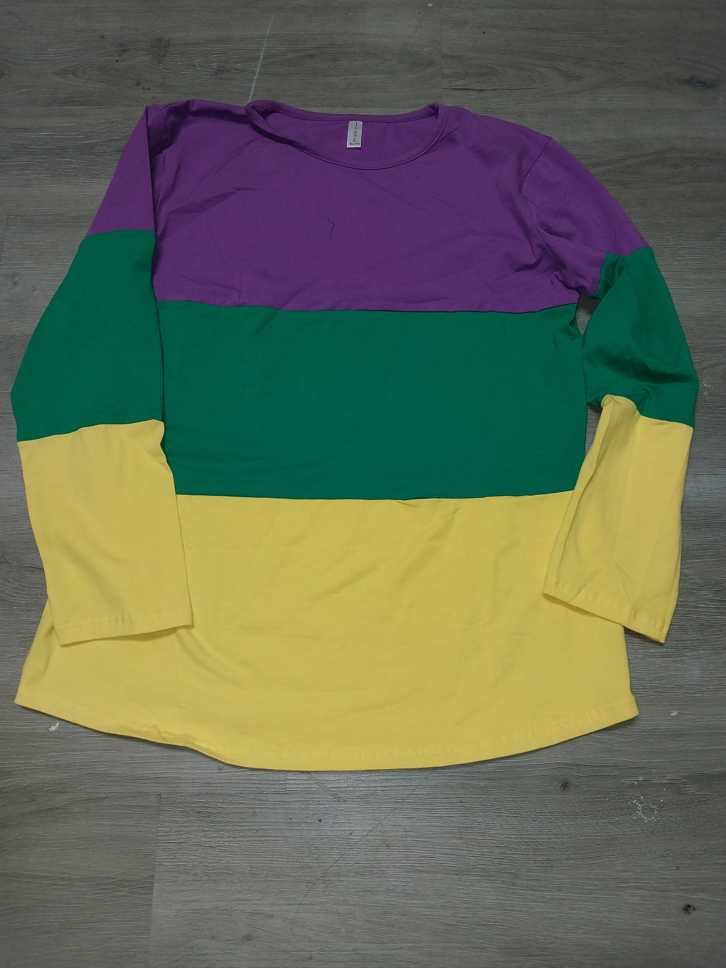 Mardi Gras Color Block Top PGG Long Sleeve