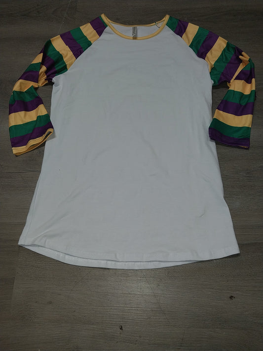 Mardi Gras Tri-Color Striped Raglan