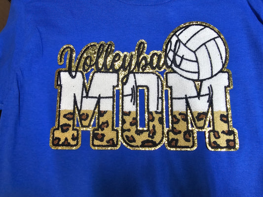 Volleyball MOM half Cheetah Chenille Patch