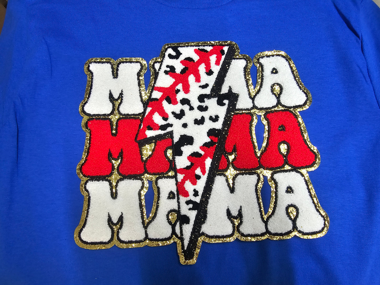 MAMA Baseball Bolt Chenille Patch