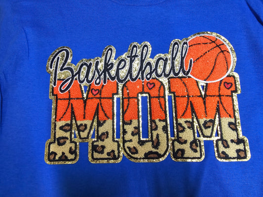 Basketball MOM half Cheetah Chenille Patch