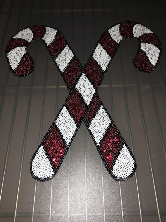 Sequin Candy Cane Patch