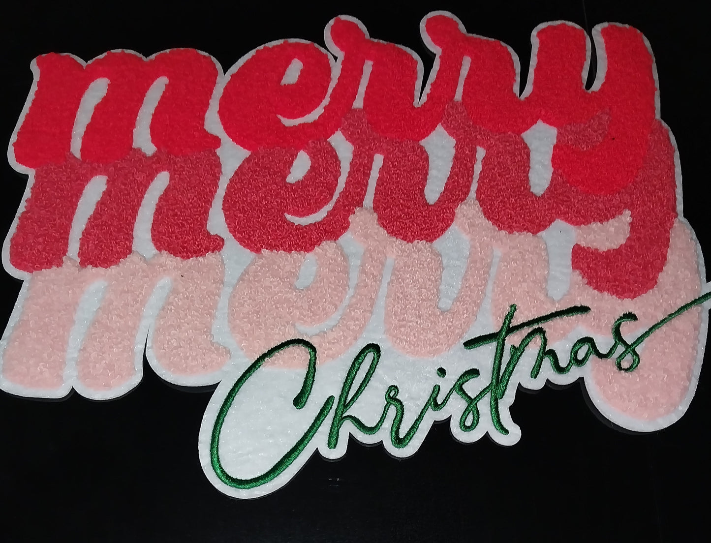 Merry Merry Merry Christmas Chenille Patch